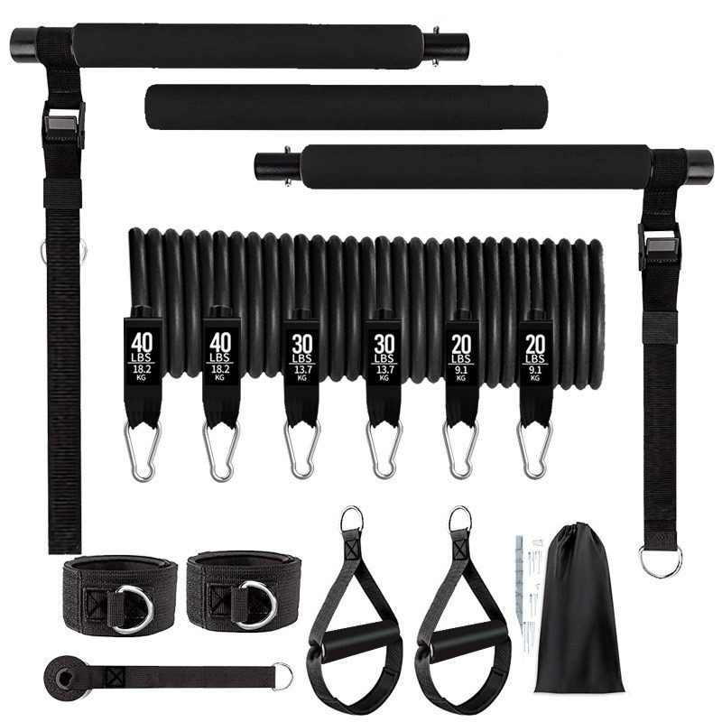 180lbs Resistance Bands with A - Pilates Bar Kit With Resistance Bands 评论和价格