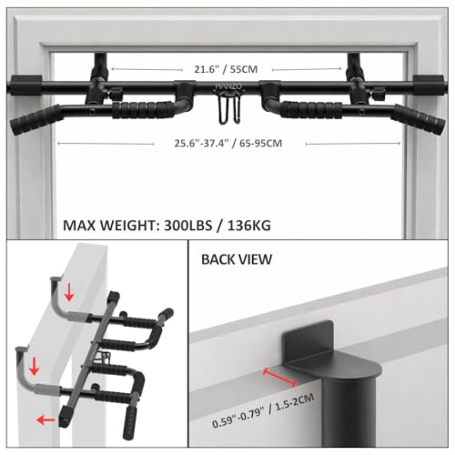 Doorway Pull Up Bar Set with S - Door Pull Up Bar No Screw 评论和价格