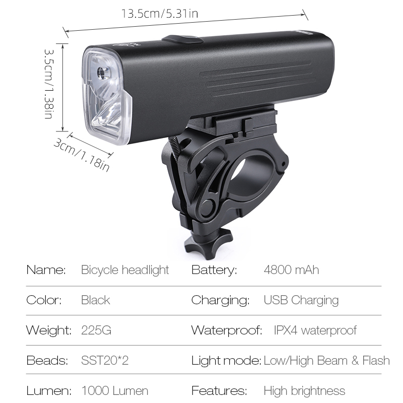 GIYO 1000 Lumens Bicycle Light - Rechargeable Bicycle Headlight 1000 Lumen 评论和价格